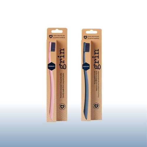 Grin 100% Recycled Toothbrush Mixed Pink & Charcoal (Medium)