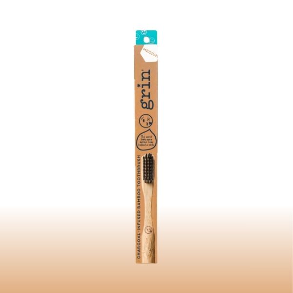 Grin Charcoal-Infused Bamboo Toothbrush (Medium)